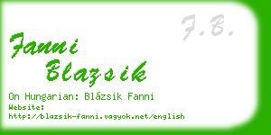 fanni blazsik business card