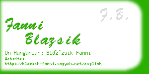 fanni blazsik business card